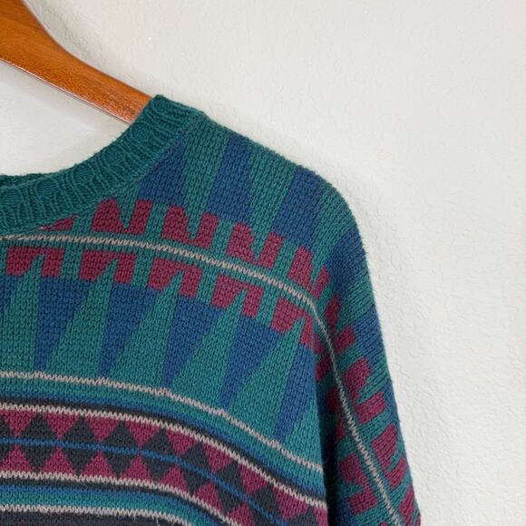 VTG LOBO By Pendleton Men’s Sz L Aztec Pattern Cotton Style 80s Made USA Sweater - Picture 4 of 14